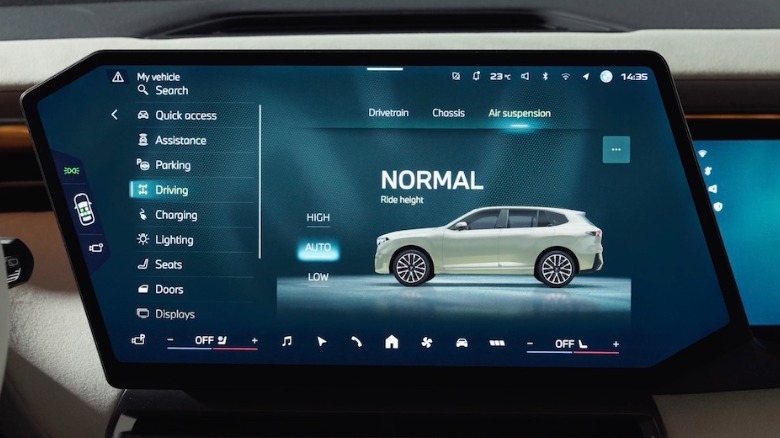 BMW X5 center touchscreen with ride height adjustment controls