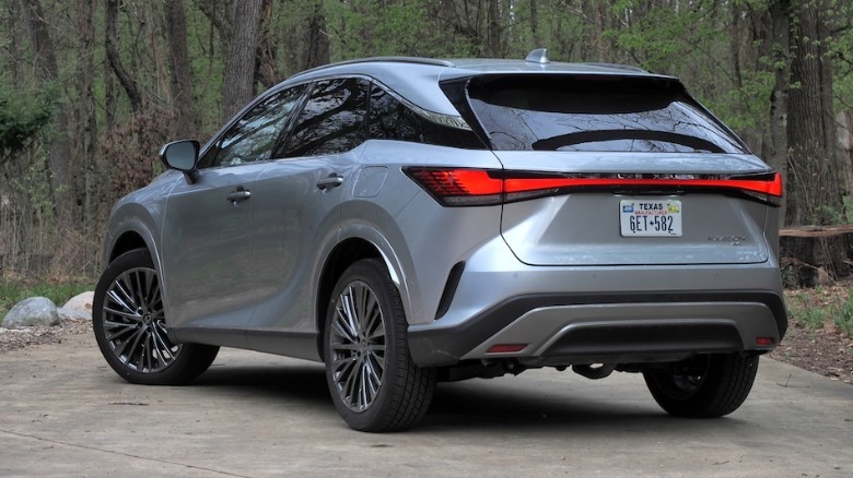Lexus RX 450h+ rear 3/4 view
