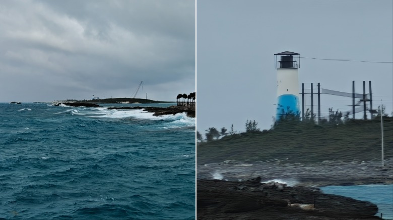 Two photos of a light house