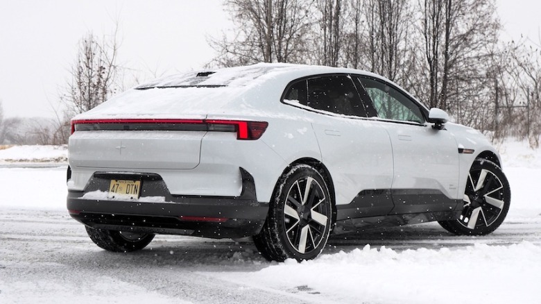 2026 Polestar 4 rear 3/4 view in snow