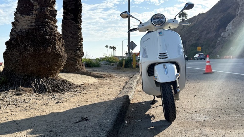 2026 Vespa Gts Super 310 parked on PCH in Malibu