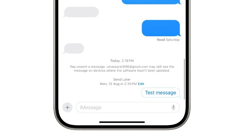 Texto programado en Mensajes de Apple.