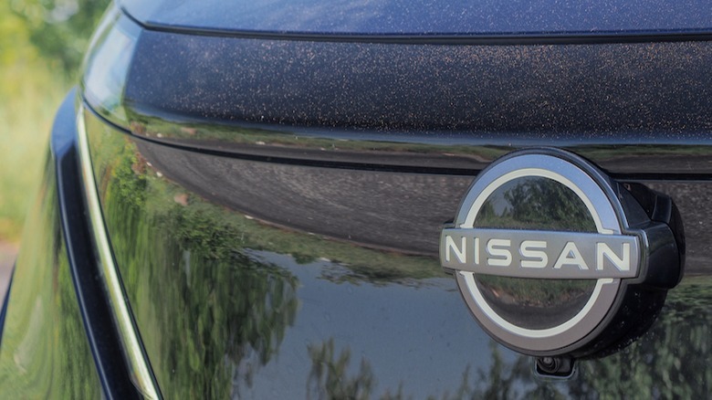 Nissan badge on Ariya EV