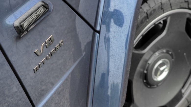 AMG V8 Biturbo badging and front wheel