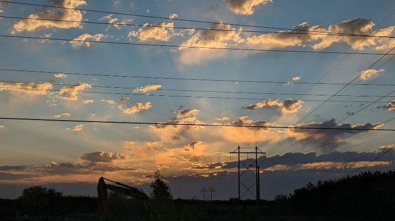Sunset photo with power lines