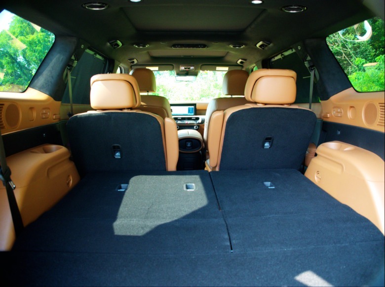 2026 Hyundai Palisade Hybrid rear cargo area with third row down