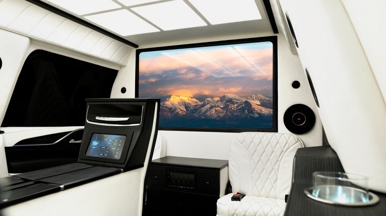 Cabin of Inkas' armored Cadillac Escalade