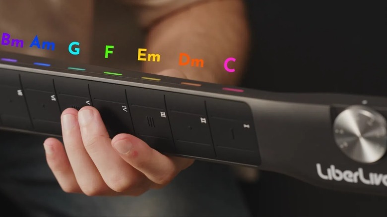 Chords on the slide of the LiberLive smart guitar