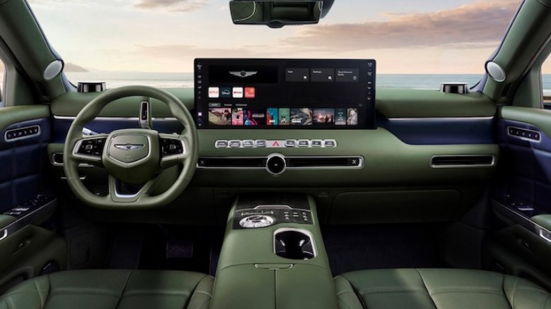 2027 Genesis GV90 SUV dashboard and steering wheel