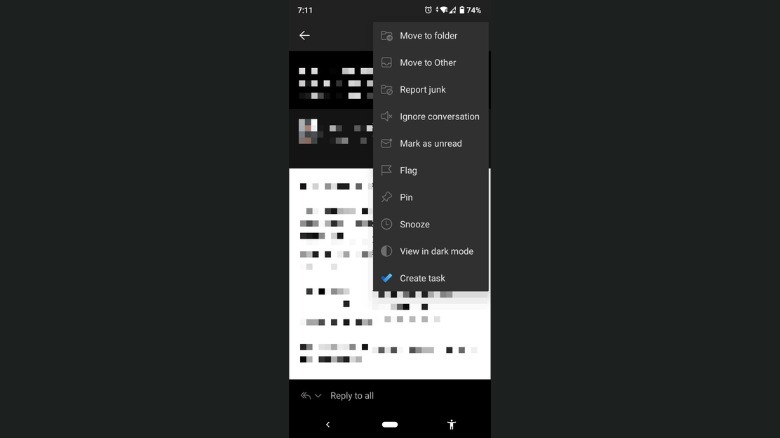 outlook android light mode emails