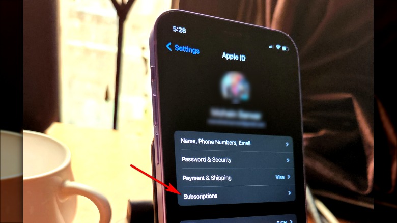 Subscriptions section in Settings on iPhone.