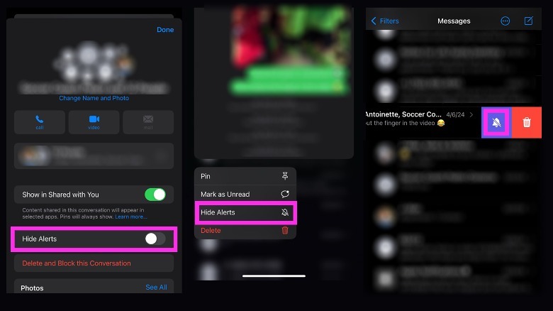 iphone messages app hide alerts