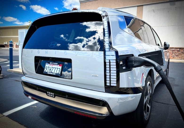 Rear Ioniq 9 plugged-in