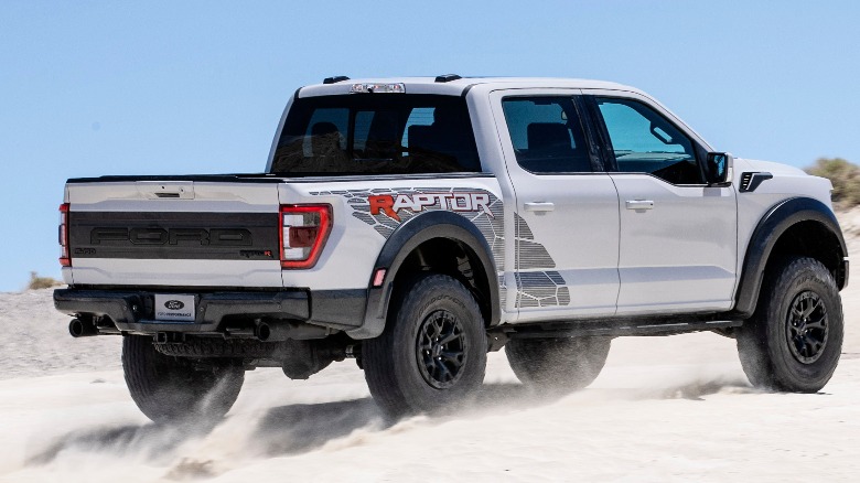Ford F-150 Raptor R rear profile in grey