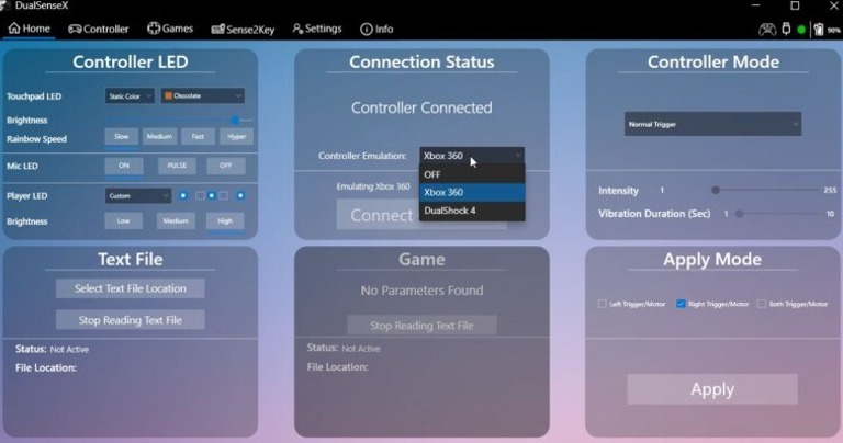DualSenseX interface
