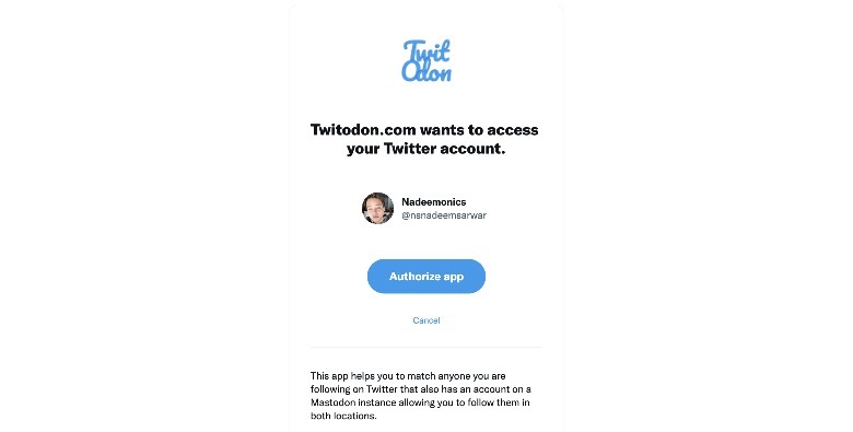 Using Twitodon to find followers on Mastodon.
