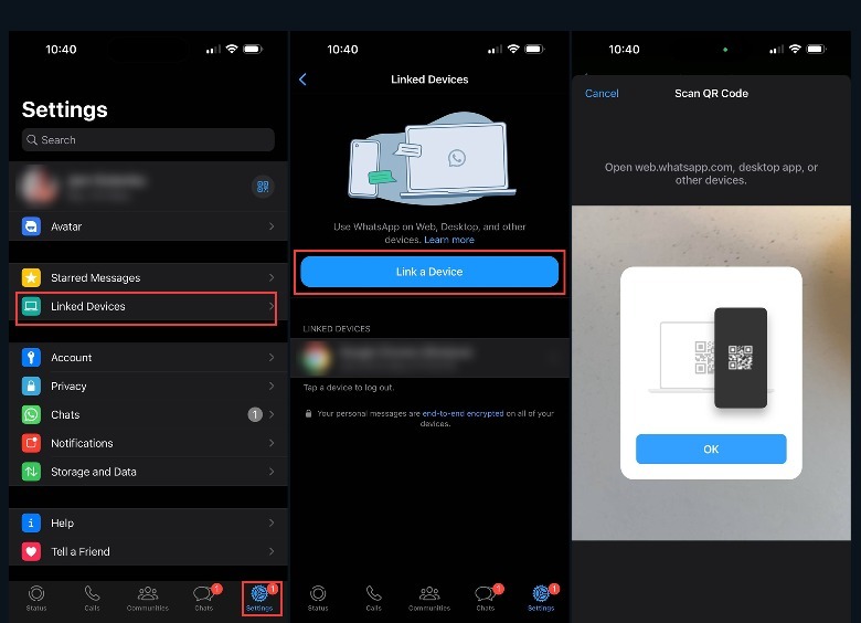 whatsapp iphone linked devices