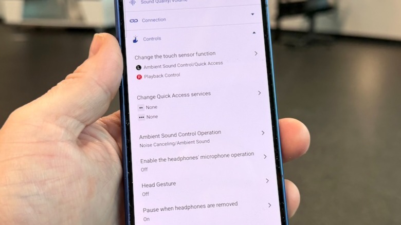 Sony Connect app options