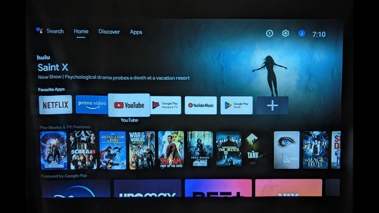 Android TV projetada na tela