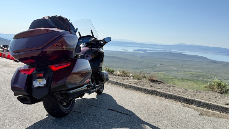 2025 Honda Gold Wing parked overlooking a lake