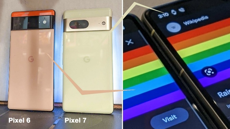Google Pixel 6 and 7 displays