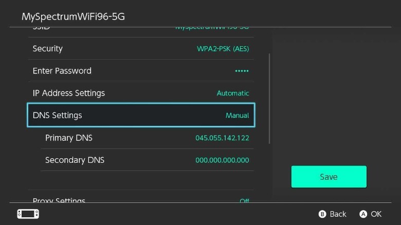 Nintendo Switch Wifi settings