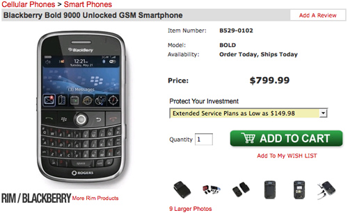 BlackBerry Bold shows up at CompUSA; crazy expensive