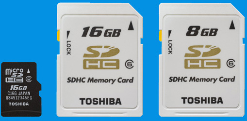 Toshiba 16GB microSDHC announced, plus Class 6 SDHC cards