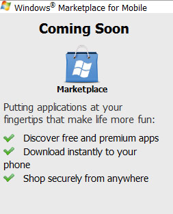 Windows Marketplace for Mobile ‘coming soon’ says portal