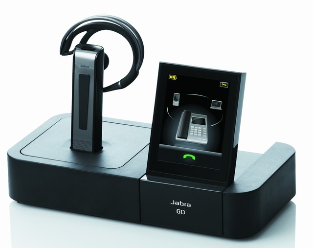 Jabra GO 6400 and PRO 9400 wireless headsets with touchscreen base-station