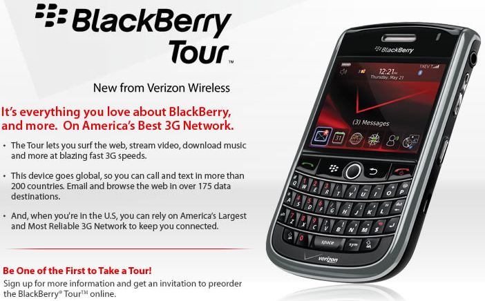 Verizon BlackBerry Tour coming too: EVDO plus HSPA roaming