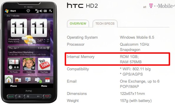 T-Mobile USA HD2 gets memory boost; Euro model may miss WinMo7?