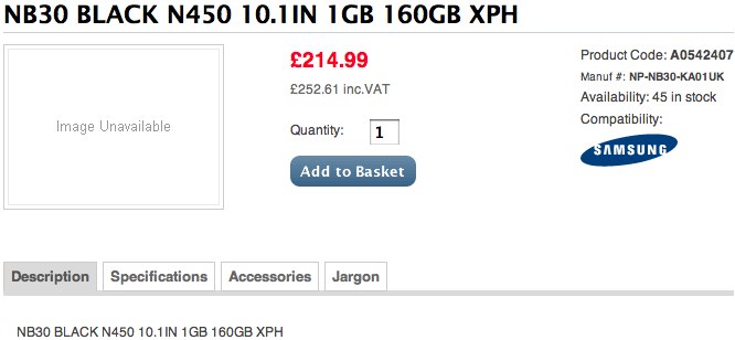 Samsung NB30 rugged N450 netbook up for sale in UK