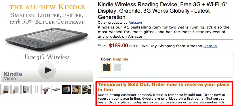 Kindle 3 sold out