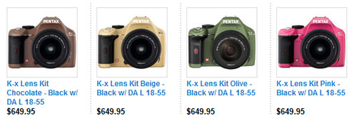 Pentax outs new colors for its K-x line of DSLR cams