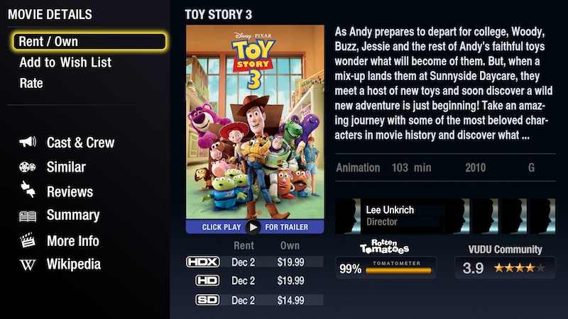 VUDU offer streaming Toy Story 3 to Walmart disc buyers SlashGear