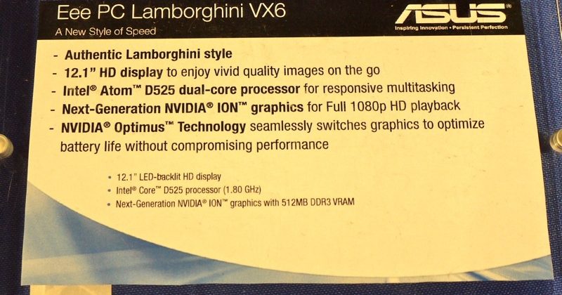 ASUS Lamborghini Eee PC VX6 ultraportable on sale now
