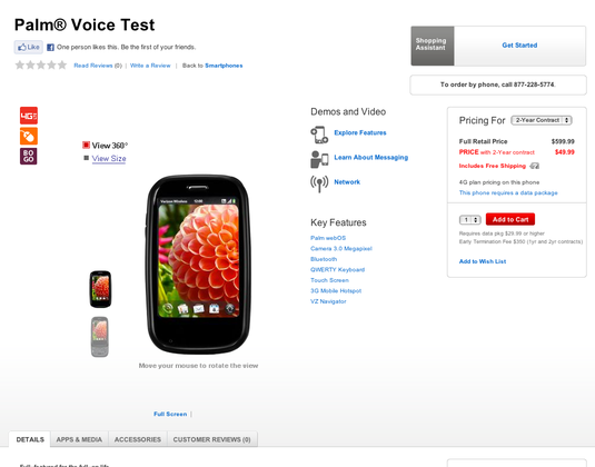 Palm Voice for Verizon Appears on Website, Features LTE