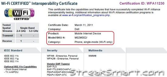 Wifi Only Dell Streak Lands Wifi Cert Slashgear