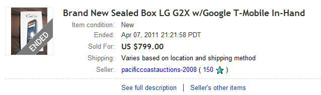 T-Mobile G2x smartphone sold on eBay ahead of launch
