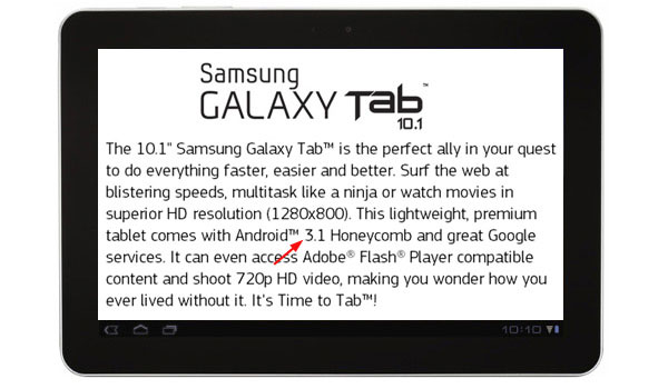 Samsung Galaxy Tab 10.1 tipped to be “days away” with Android 3.1 onboard