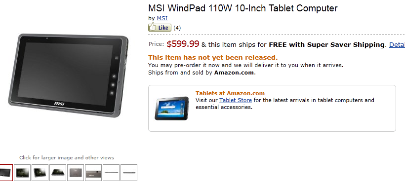 MSI Windpad 110w AMD Z-Series Dual-Core Tablet Officially up for Pre-Order at Amazon