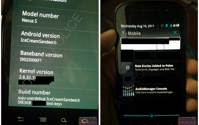 Android Ice Cream Sandwich Photos Leak on Nexus S