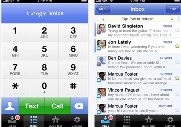 Google Voice for iPhone with multi SMS user capability