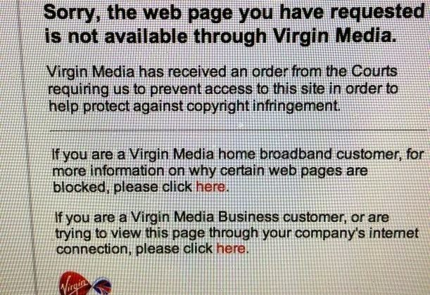Pirate Bay blocked by Virgin Media