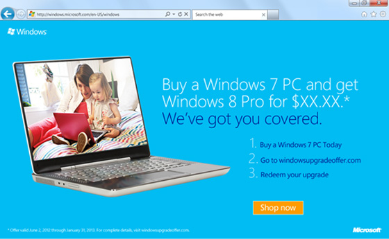 Microsoft offering $15 upgrade to Windows 8 Pro