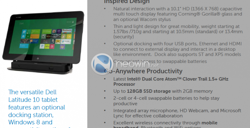 Dell Latitude 10 and Win RT slate detailed plus wireless Ultrabook dock