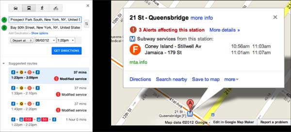 Google Maps adds NYC subway service alerts