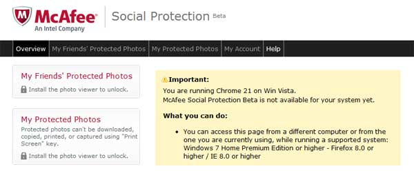 McAfee Social Protection polices your Facebook pics