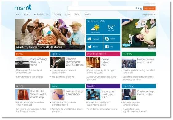 MSN portal takes giant Windows 8 touchscreen cue